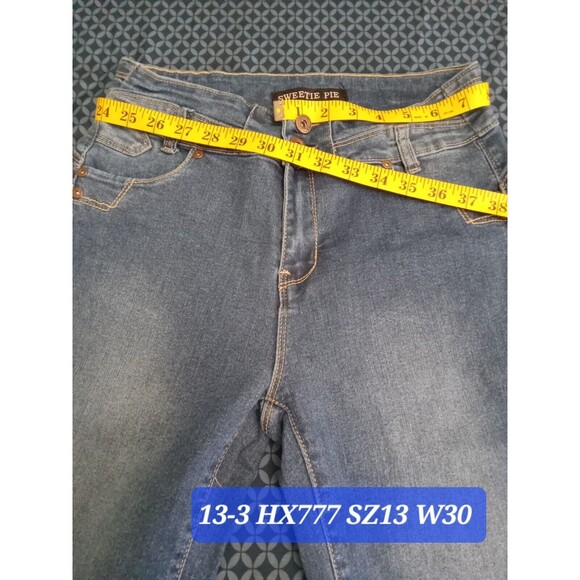 JEANS STRETCH DENIM PUSH UP  SIZE 13 WAIST 30 IN HX777 SZ13, SKINNY 2 BUTTONS - Picture 2 of 9